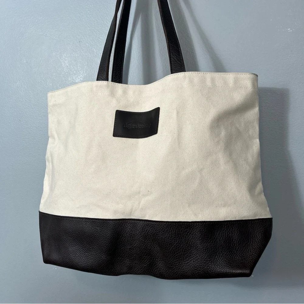 Warden Brooks New York Large Canvas Tote With Leather Handle Made in USA